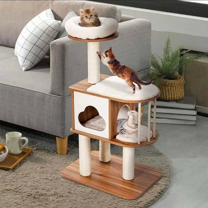 Arbre à Chat Design Minimaliste Niche Nuage 117cm Naturel - PawTech Premium