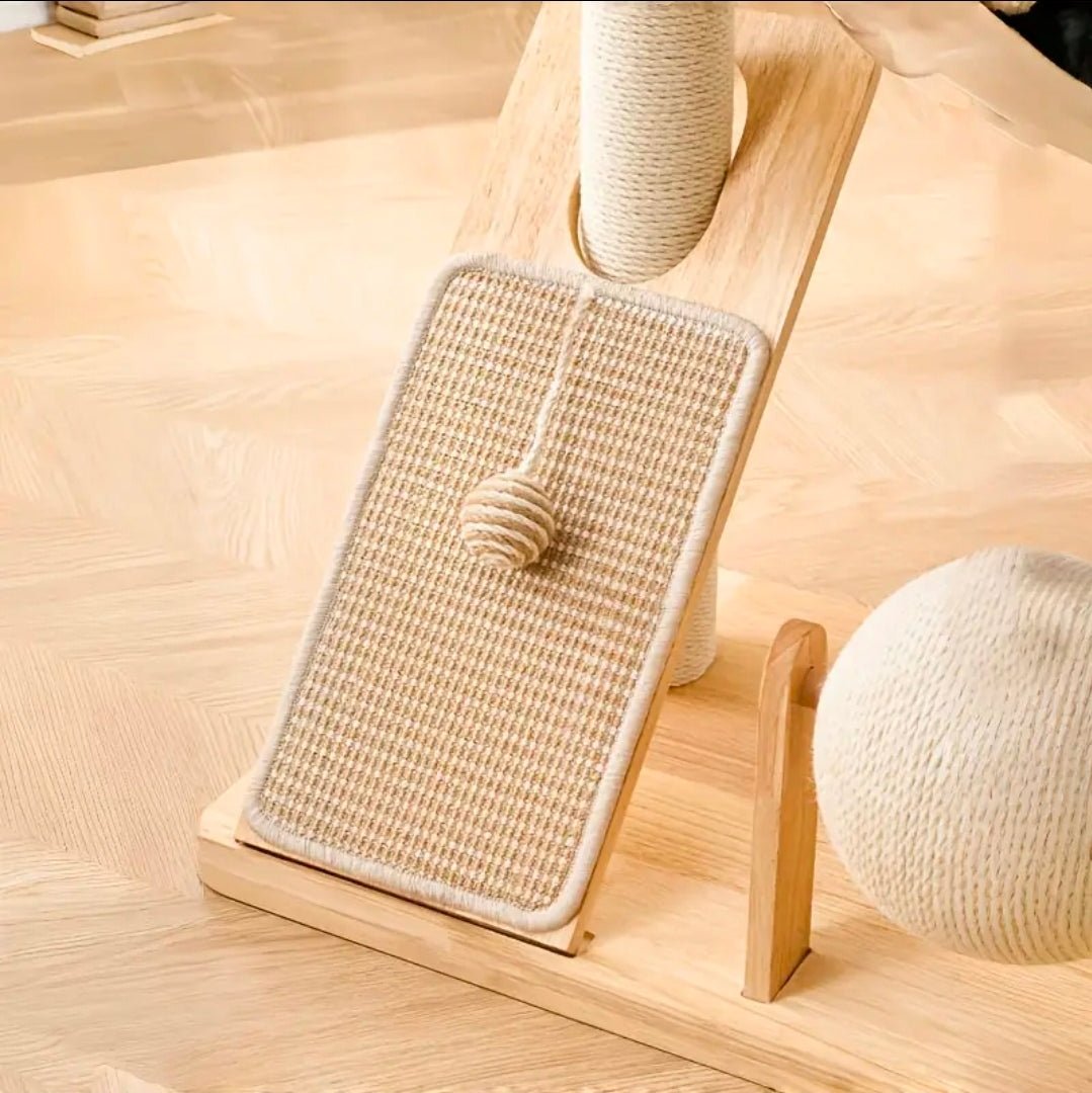 Arbre à Chat Design Scandinave 96cm Beige avec Hamac et Rampe - PawTech Premium