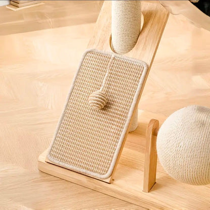 Arbre à Chat Design Scandinave 96cm Beige avec Hamac et Rampe - PawTech Premium