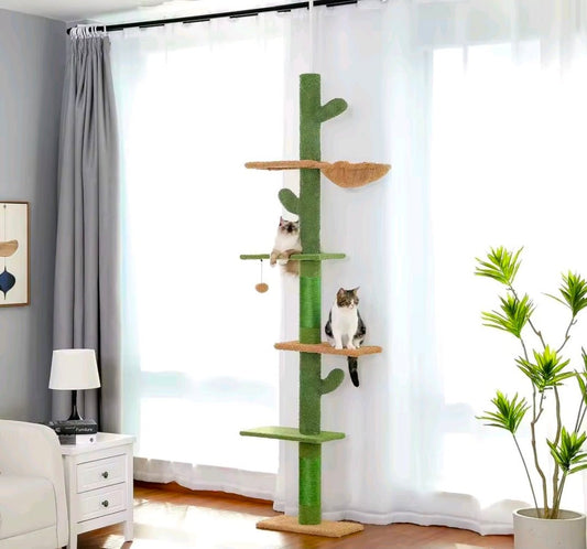 Arbre à Chat Gothique avec Fixation Plafond et Niche Cercueil - PawTech Premium