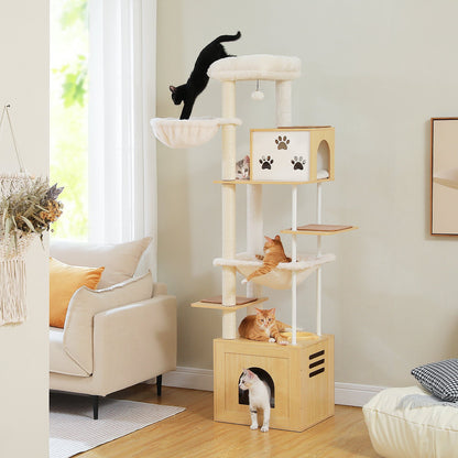 Arbre à Chat Premium Design Scandinave avec Grande Niche - PawTech Premium