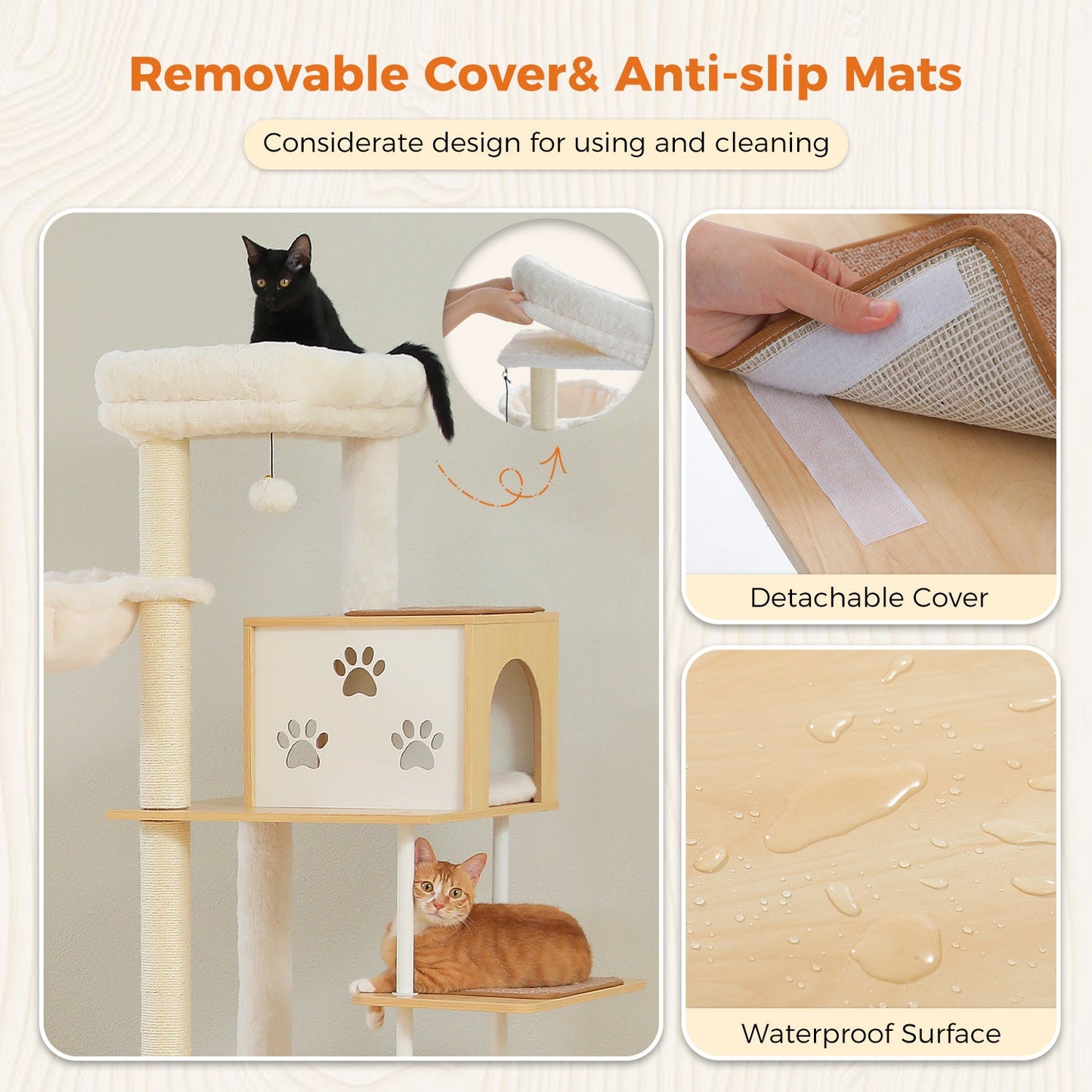 Arbre à Chat Premium Design Scandinave avec Grande Niche - PawTech Premium