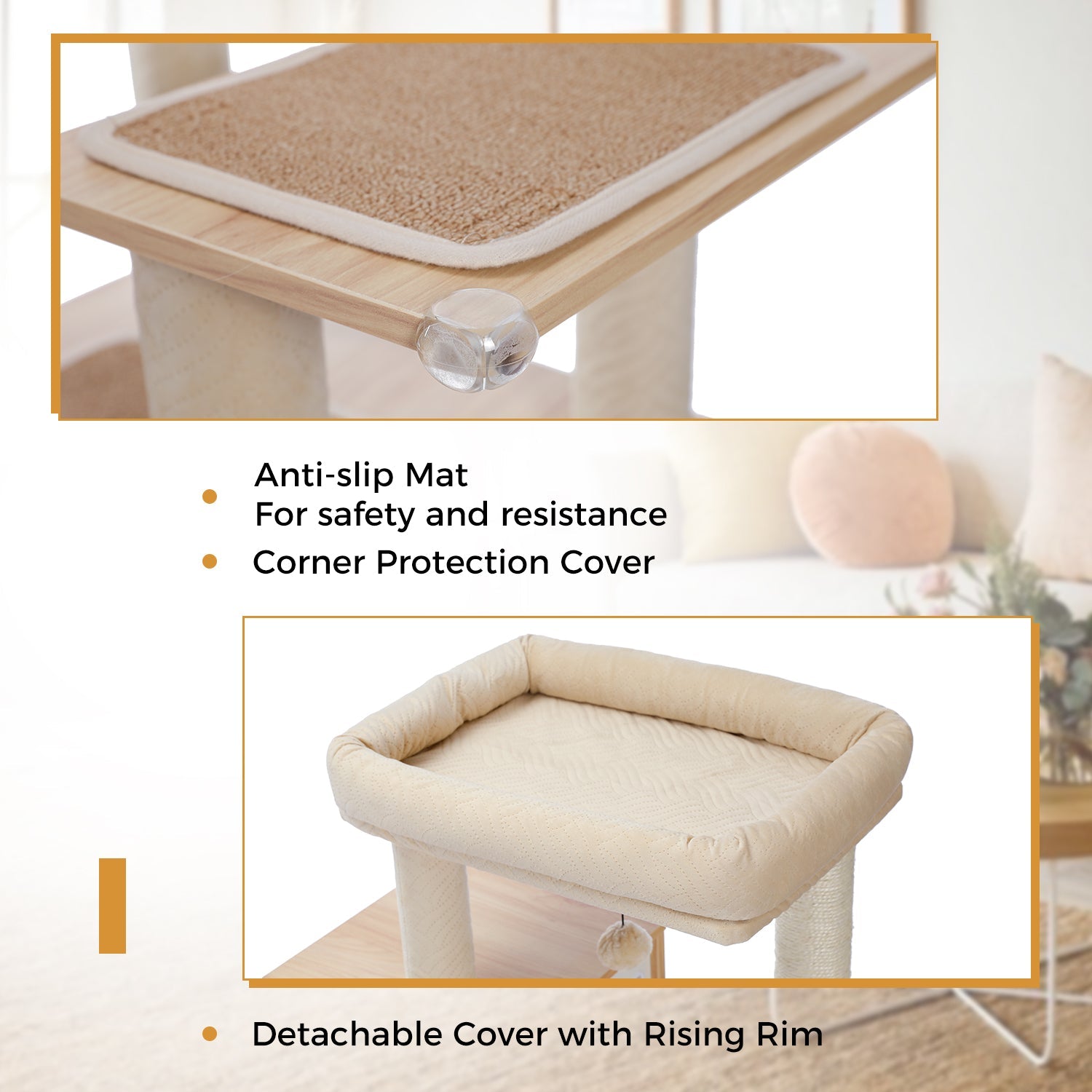 Arbre à Chat XXL Multi - Niveaux Beige Naturel Premium - PawTech Premium