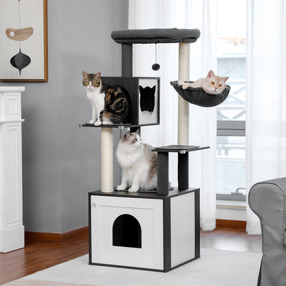 Arbre à Chat XXL Multi - Niveaux Noir et blanc Premium - PawTech Premium