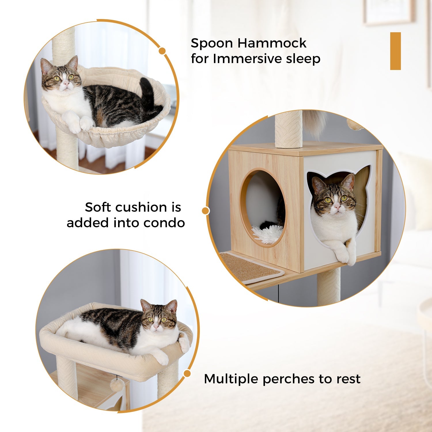 Arbre à Chat XXL Multi - Niveaux Noir et blanc Premium - PawTech Premium
