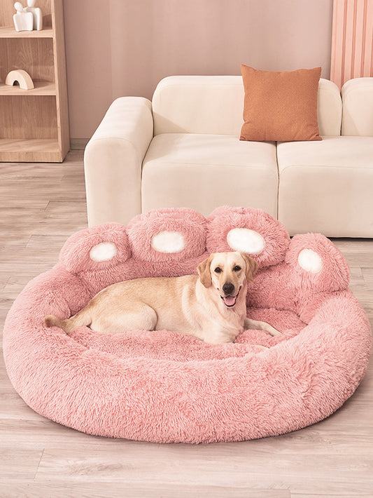 Lit Patte Géant XXL pour Chien - Coussin Moelleux Rose 110cm
